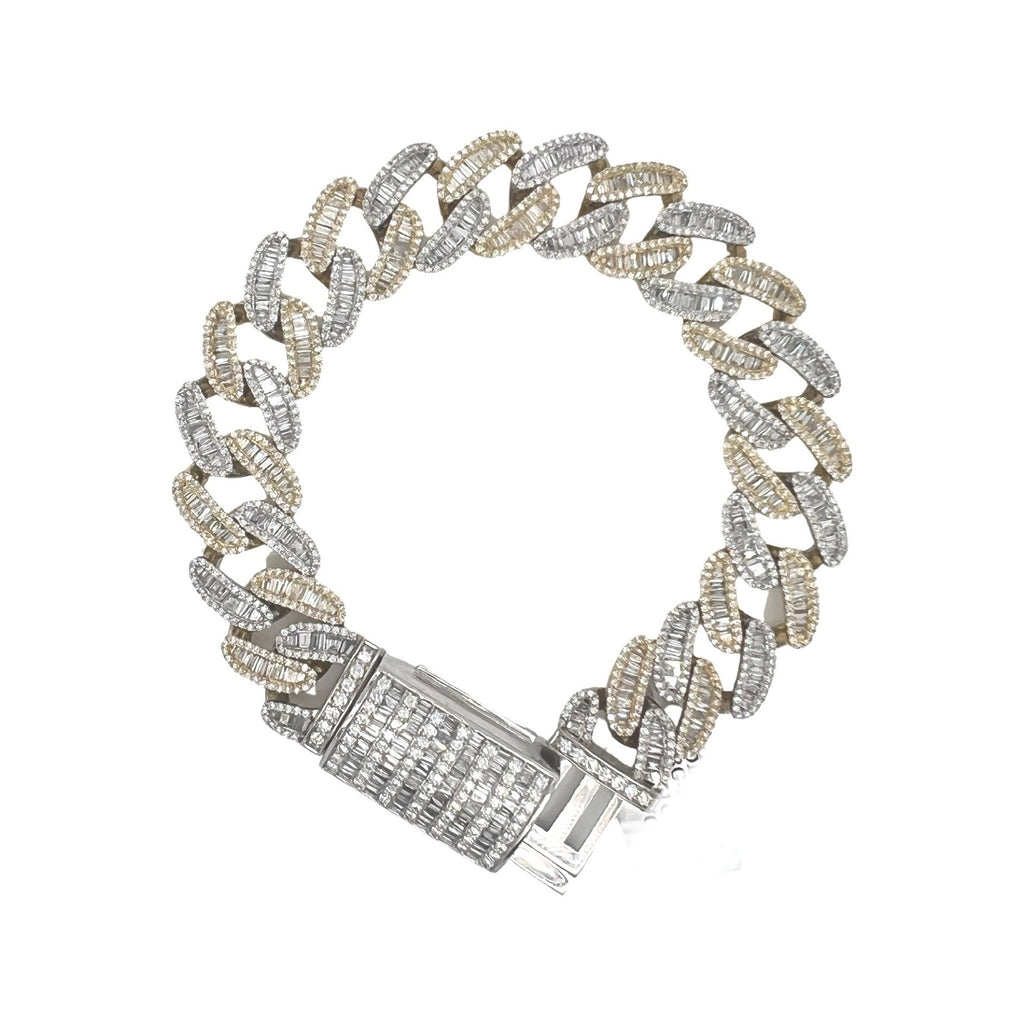 10K Two-Tone Gold 15.5MM Miami Cuban Baguette Diamond Bracelet 11.51 CT 8.5"