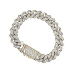 10K Two-Tone Gold 12.5MM Miami Cuban Honeycomb Diamond Bracelet 12.97 CT 8"