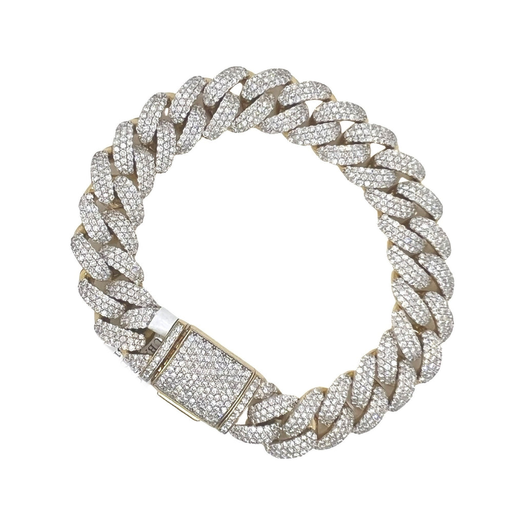 10K Yellow Gold 13.5MM Miami Cuban Honeycomb Diamond Bracelet 12.8 CT 8"