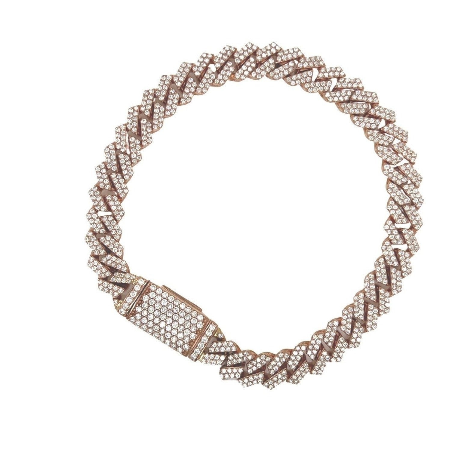 10K Rose Gold 8MM Prong Set Miami Cuban Diamond Bracelet 5.32 CT 8.25"