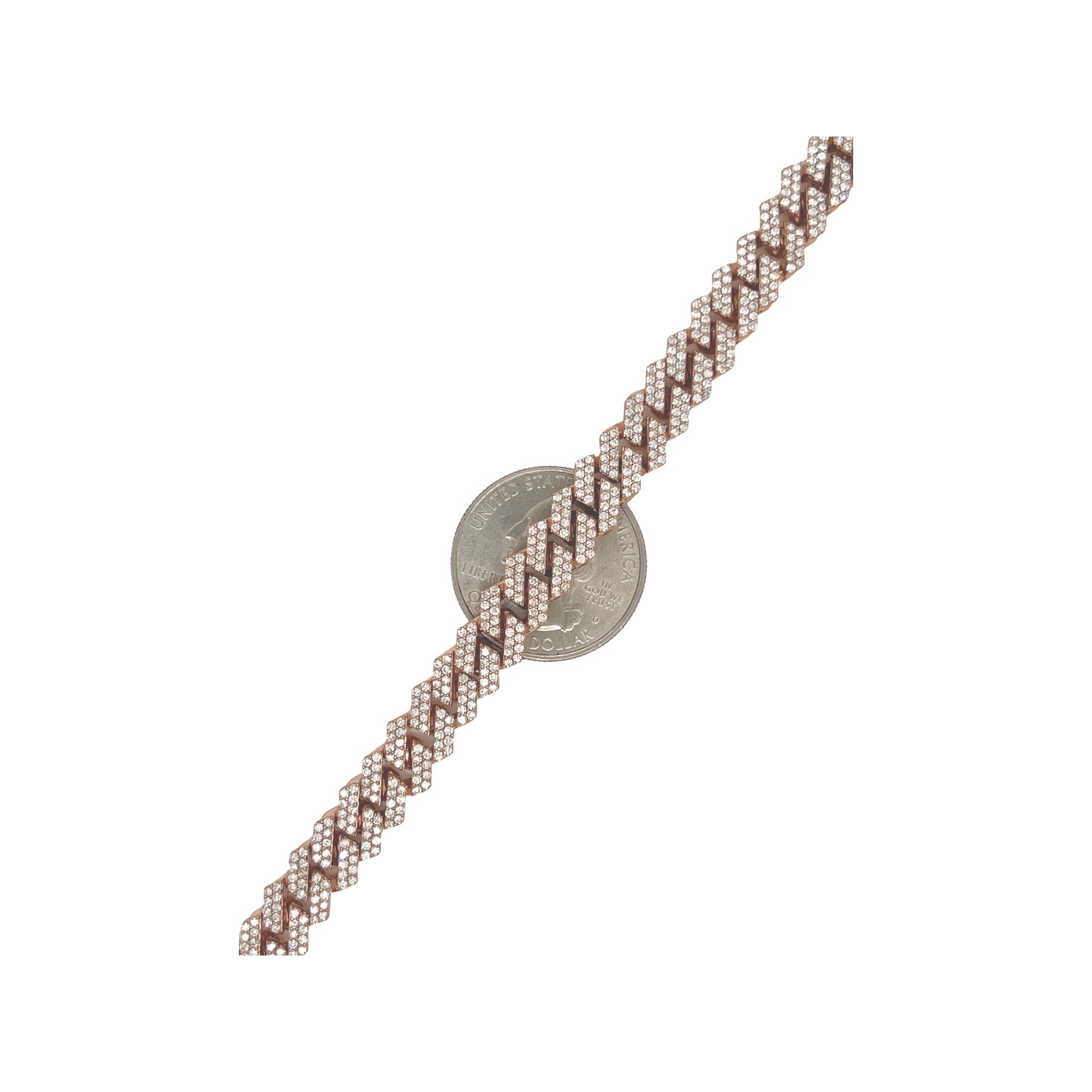 10K Rose Gold 8MM Prong Set Miami Cuban Diamond Bracelet 5.32 CT 8.25"