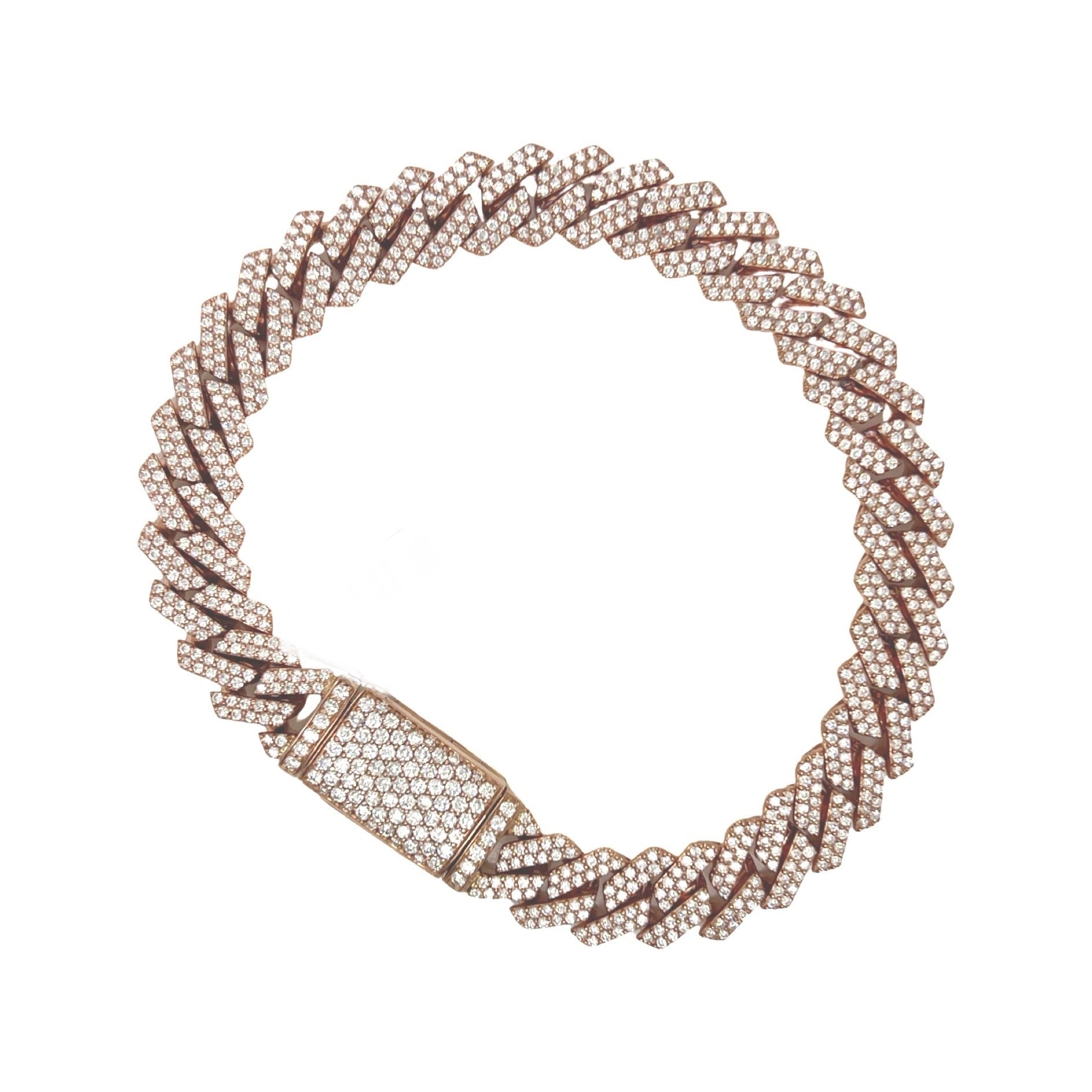 10K Rose Gold 10MM Prong Set Miami Cuban Diamond Bracelet 5.88 CT 8.5"