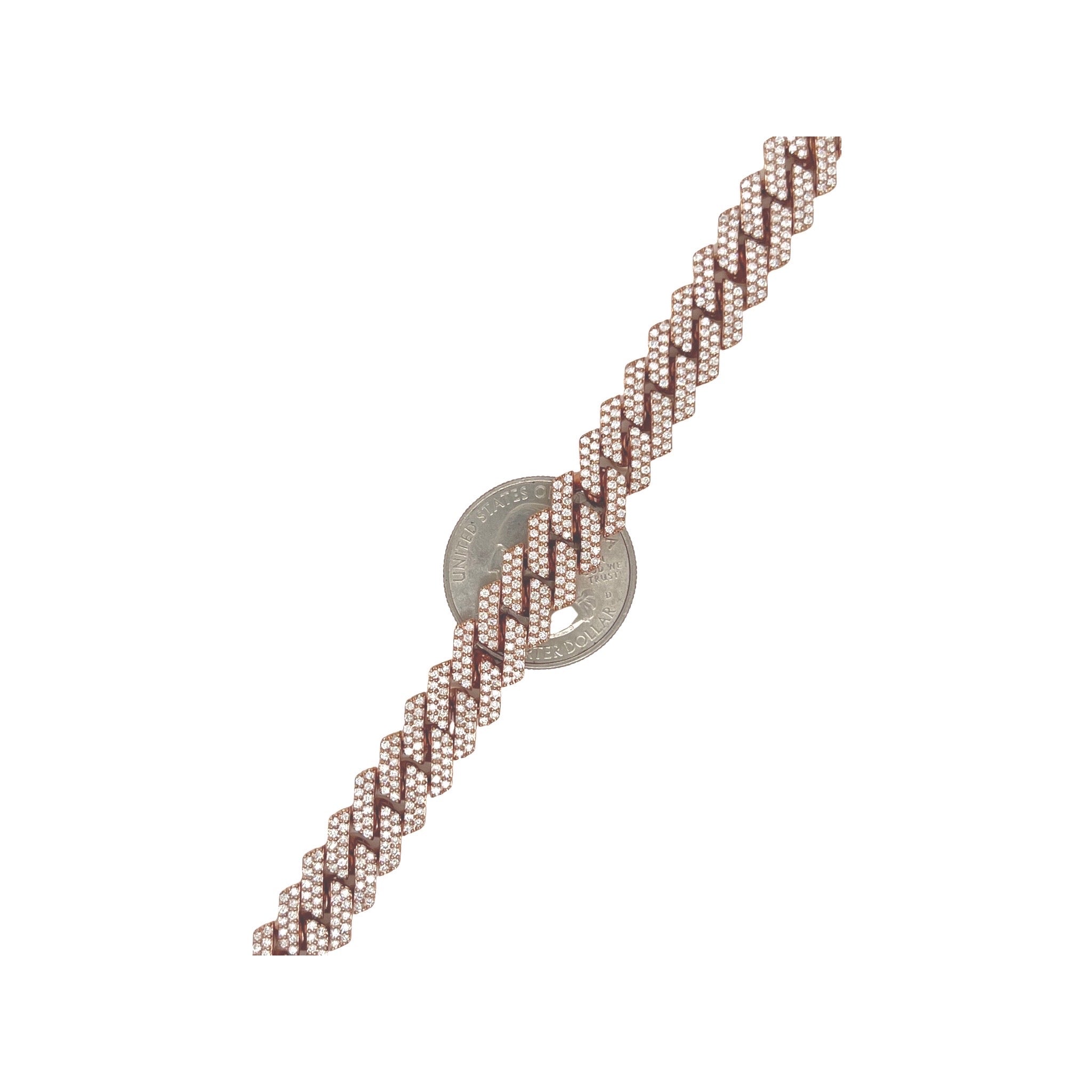 10K Rose Gold 10MM Prong Set Miami Cuban Diamond Bracelet 5.88 CT 8.5"