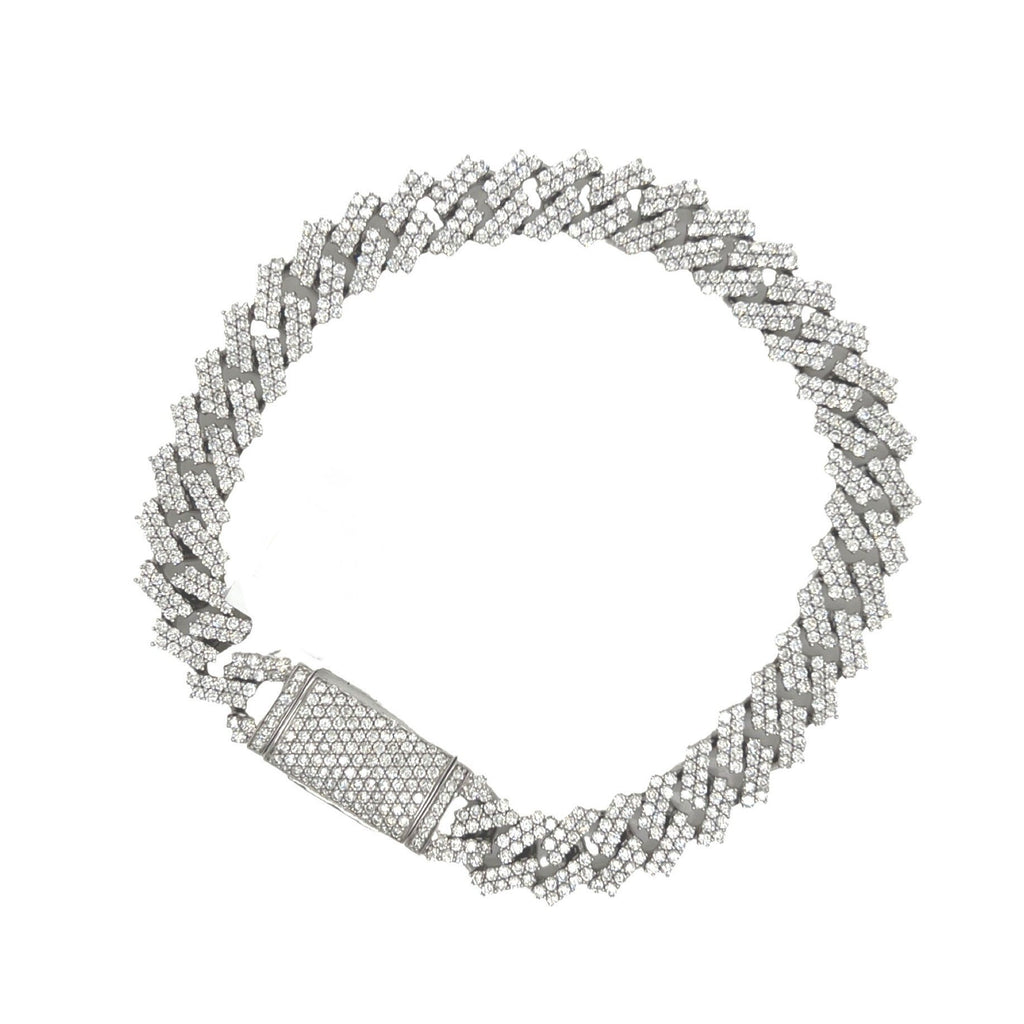 10K White Gold 10MM Prong Set Miami Cuban Diamond Bracelet 9.36 CT 8.5"