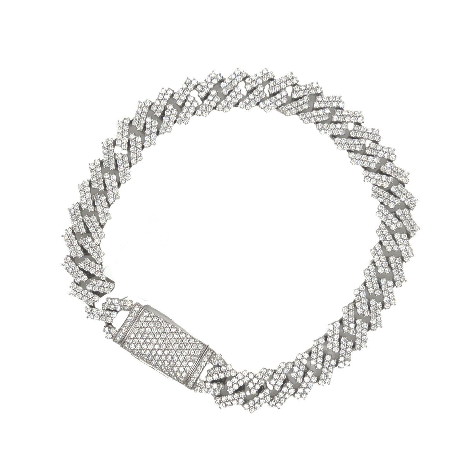10K White Gold 10MM Prong Set Miami Cuban Diamond Bracelet 9.36 CT 8.5"