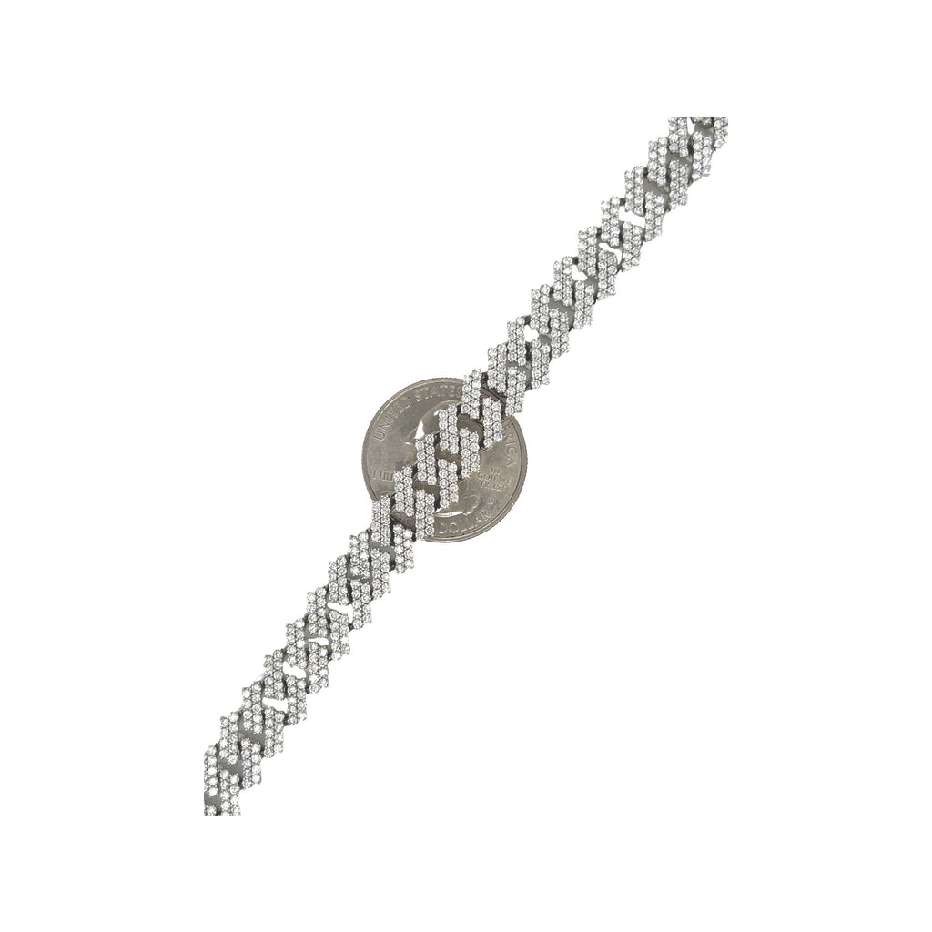 10K White Gold 10MM Prong Set Miami Cuban Diamond Bracelet 9.36 CT 8.5"