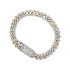 10K Two-Tone Gold 10MM Prong Set Miami Cuban Diamond Bracelet 6.44 CT 8"
