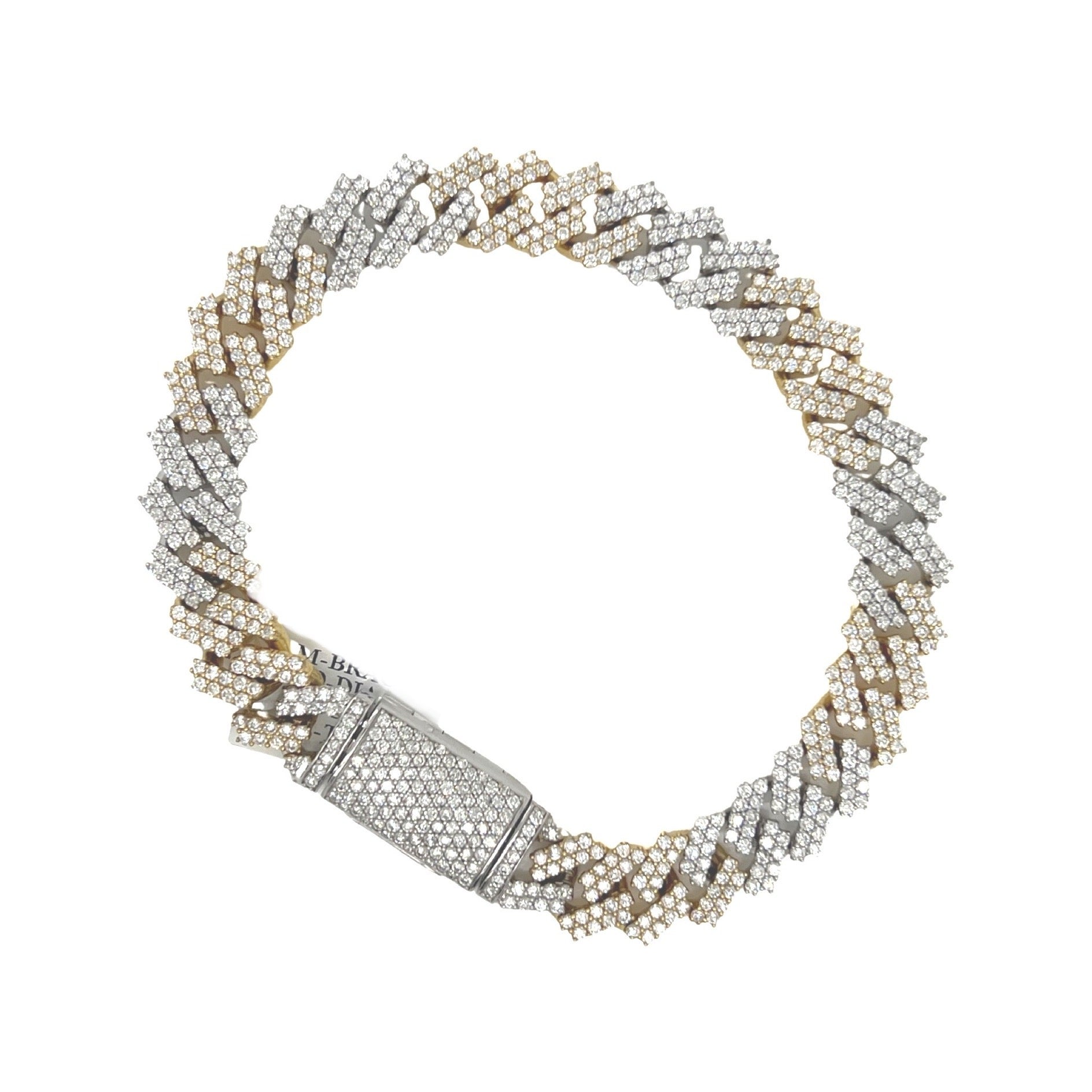 10K Two-Tone Gold 10MM Prong Set Miami Cuban Diamond Bracelet 6.44 CT 8"