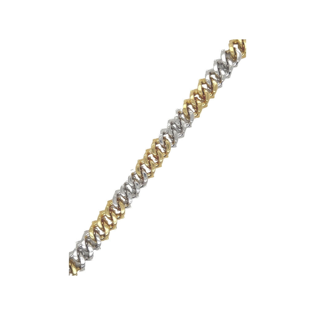 10K Two-Tone Gold 10MM Prong Set Miami Cuban Diamond Bracelet 6.44 CT 8"