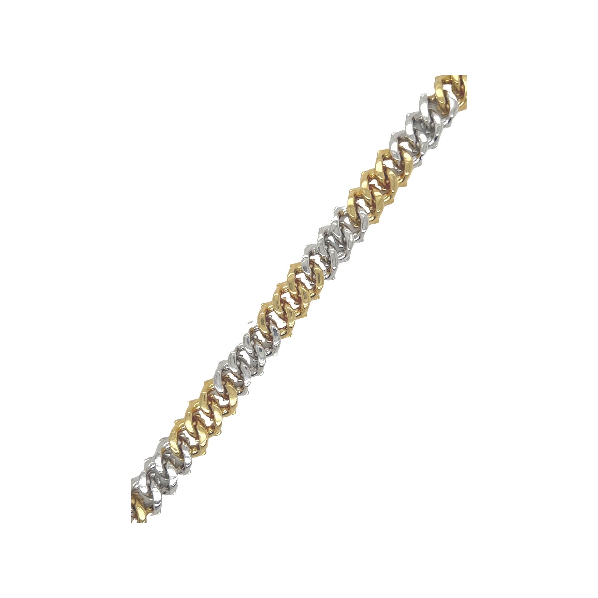 10K Two-Tone Gold 10MM Prong Set Miami Cuban Diamond Bracelet 6.44 CT 8"