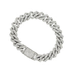 10K White Gold 12MM Prong Set Miami Cuban Diamond Bracelet 10.96 CT 8.5"