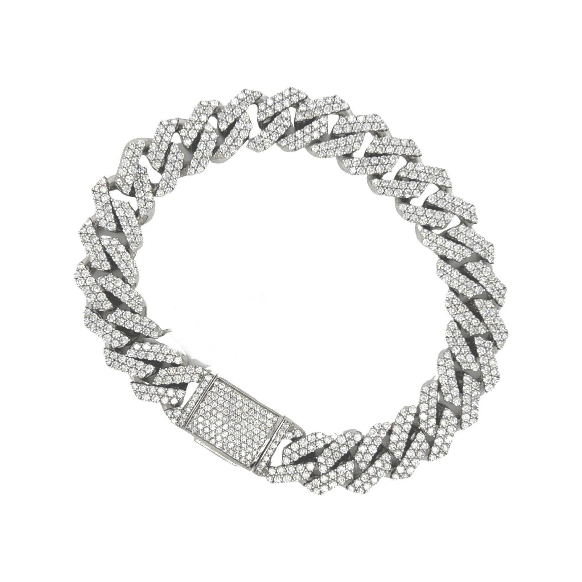 10K White Gold 12MM Prong Set Miami Cuban Diamond Bracelet 10.96 CT 8.5"