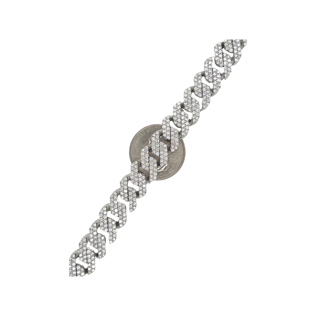 10K White Gold 12MM Prong Set Miami Cuban Diamond Bracelet 10.96 CT 8.5"