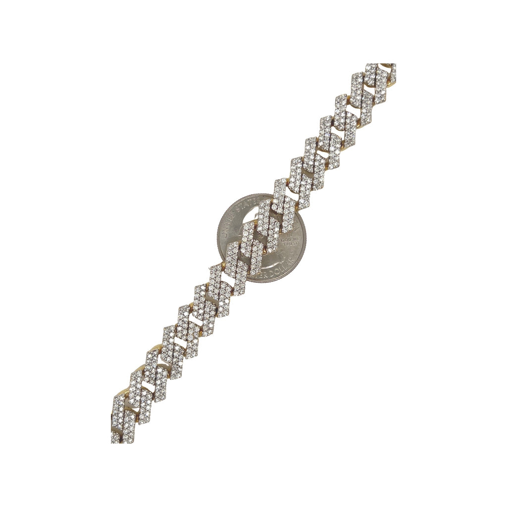 10K Yellow Gold 11.5MM Prong Set Miami Cuban Diamond Bracelet 7.09 CT 8"