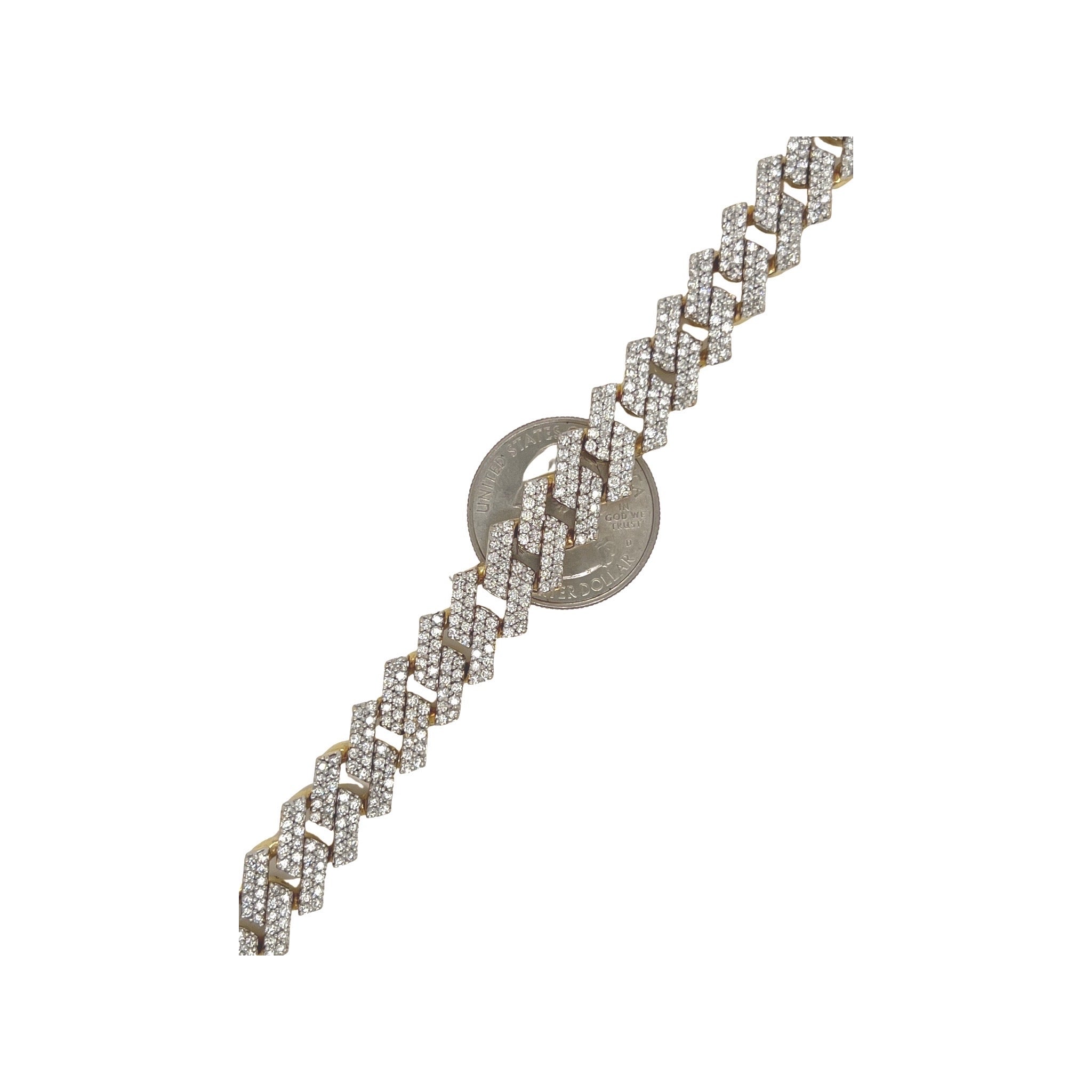 10K Yellow Gold 11.5MM Prong Set Miami Cuban Diamond Bracelet 7.09 CT 8"