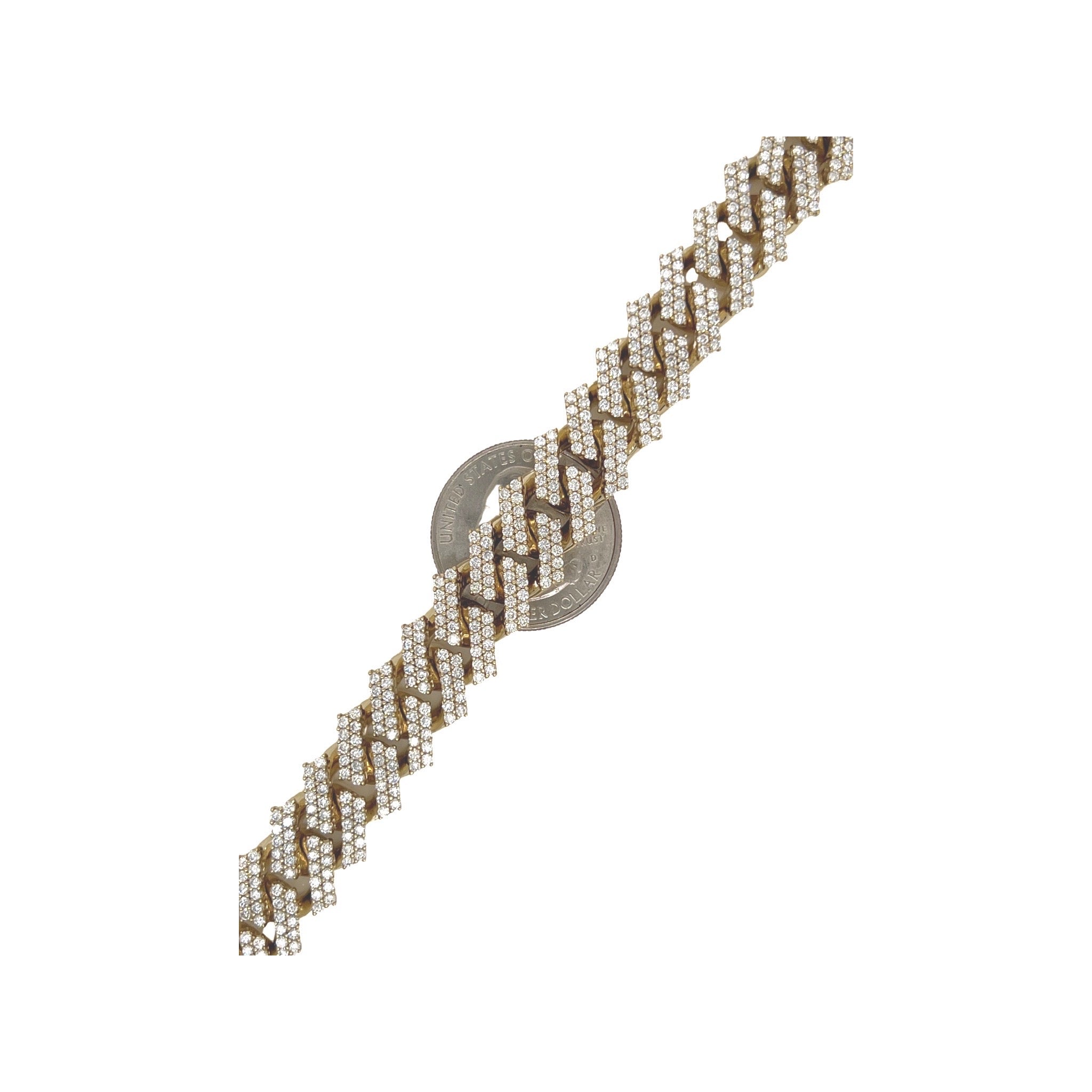 10K Yellow Gold 12MM Prong Set Miami Cuban Diamond Bracelet 9.16 CT 8.5"