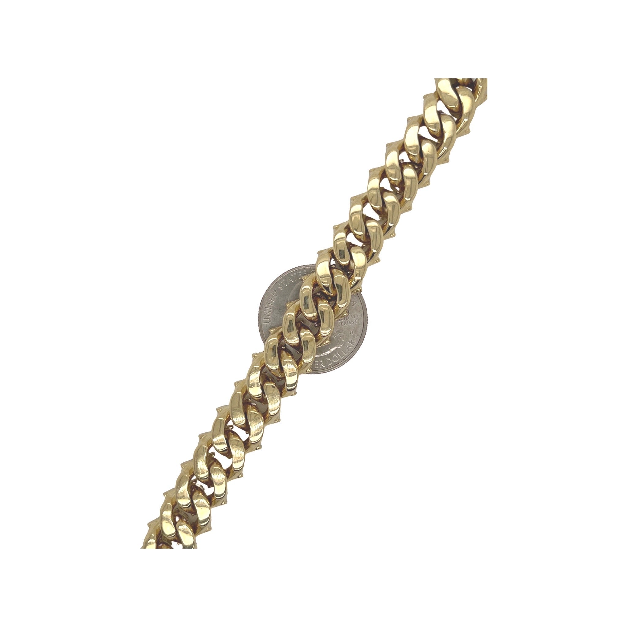 10K Yellow Gold 12MM Prong Set Miami Cuban Diamond Bracelet 9.16 CT 8.5"