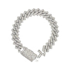 10K White Gold 13.5MM Prong Set Miami Cuban Diamond Bracelet 11.5 CT 8"