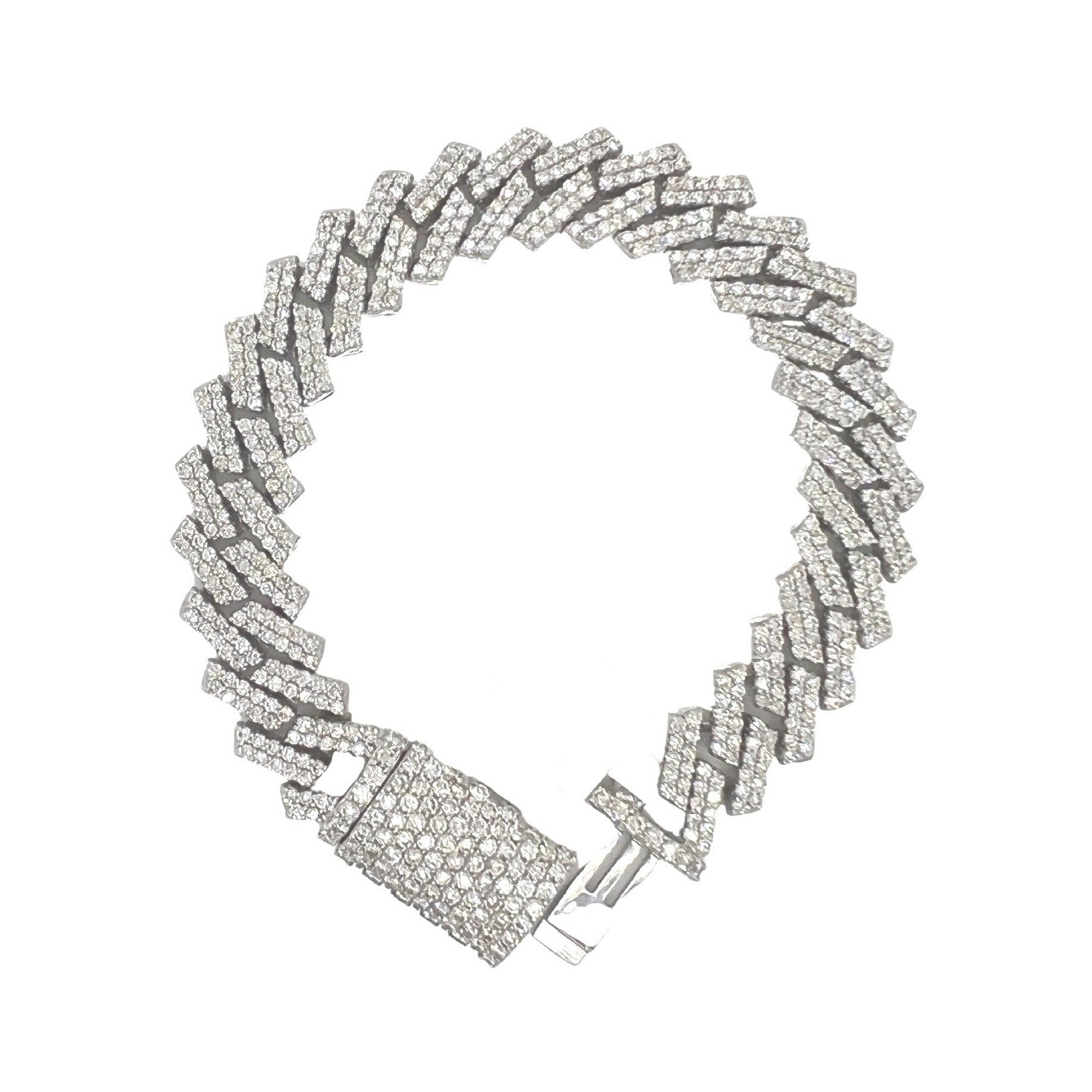 10K White Gold 13.5MM Prong Set Miami Cuban Diamond Bracelet 11.5 CT 8"