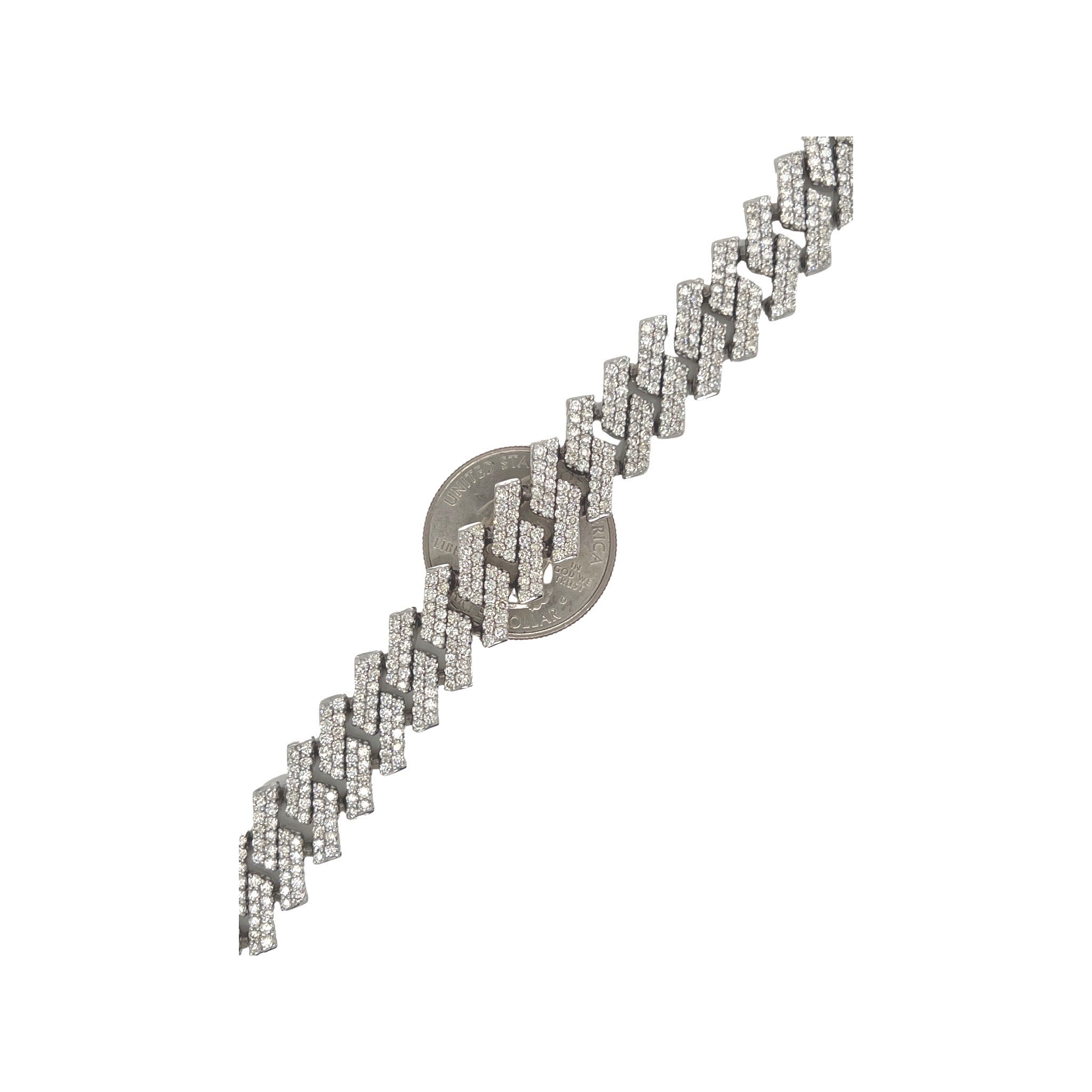 10K White Gold 13.5MM Prong Set Miami Cuban Diamond Bracelet 11.5 CT 8"