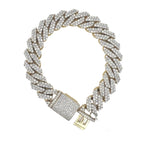 10K Yellow Gold 14MM Prong Set Miami Cuban Diamond Bracelet 15.48 CT 8.5"