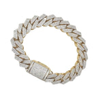 10K Yellow Gold 15MM Prong Set Miami Cuban Diamond Bracelet 9.56 CT 8.5"