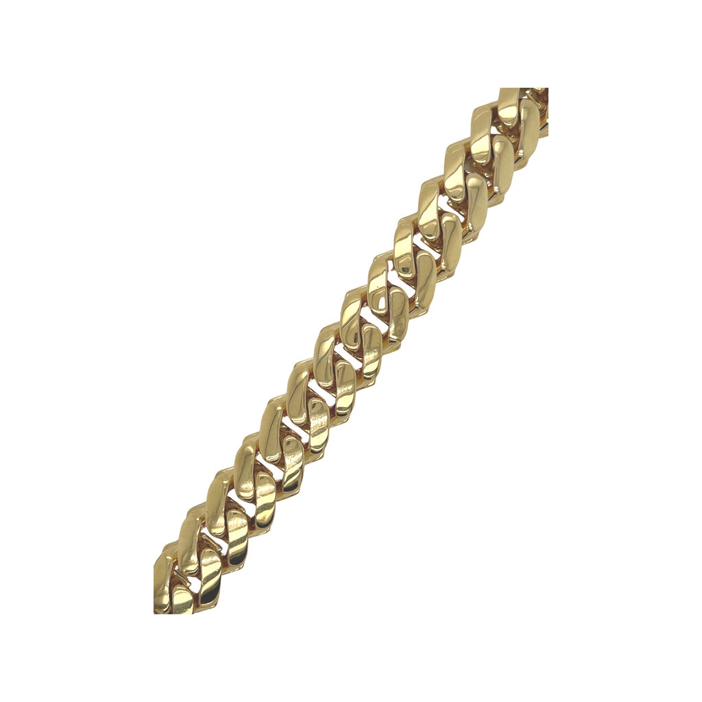 10K Yellow Gold 15MM Prong Set Miami Cuban Diamond Bracelet 9.56 CT 8.5"
