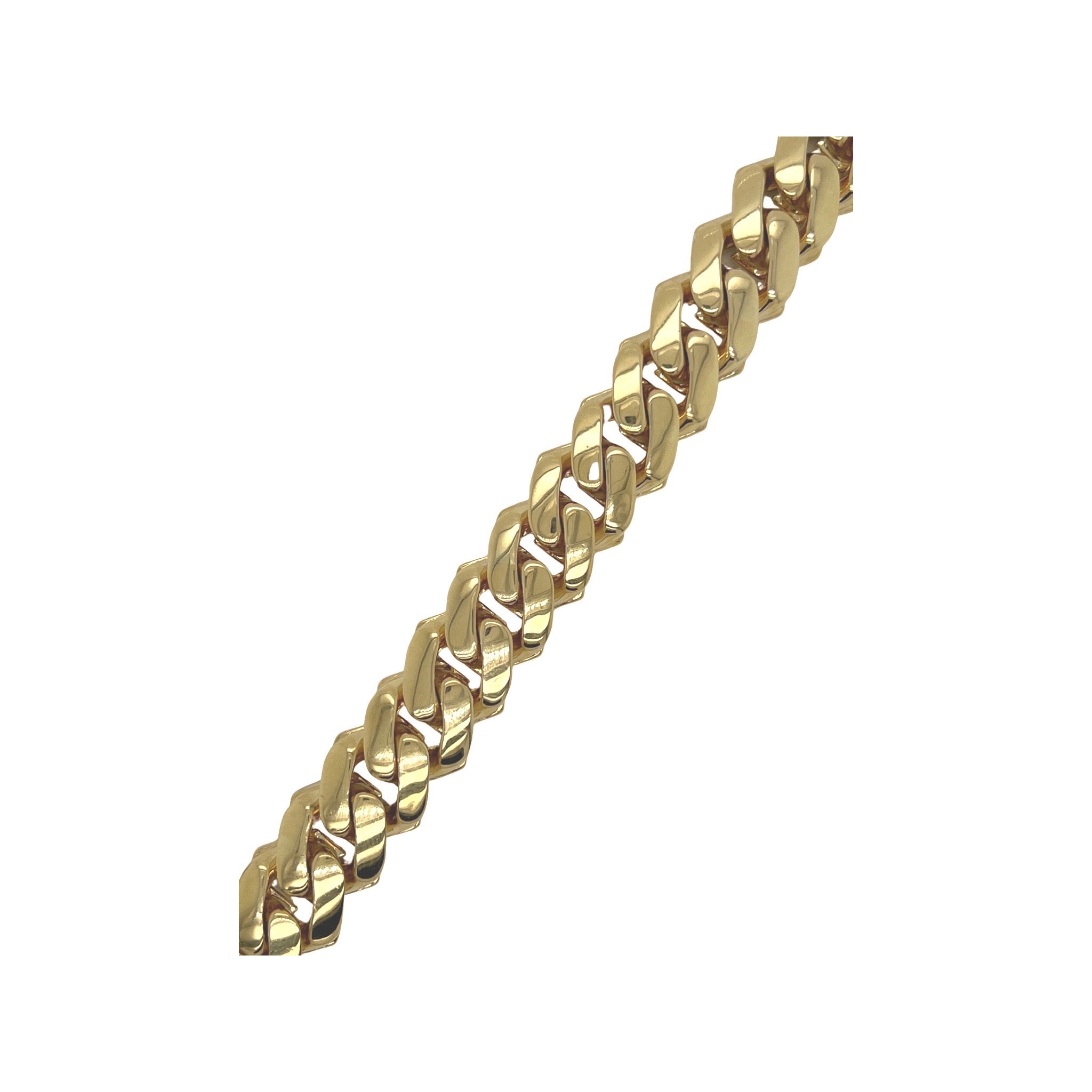 10K Yellow Gold 15MM Prong Set Miami Cuban Diamond Bracelet 9.56 CT 8.5"