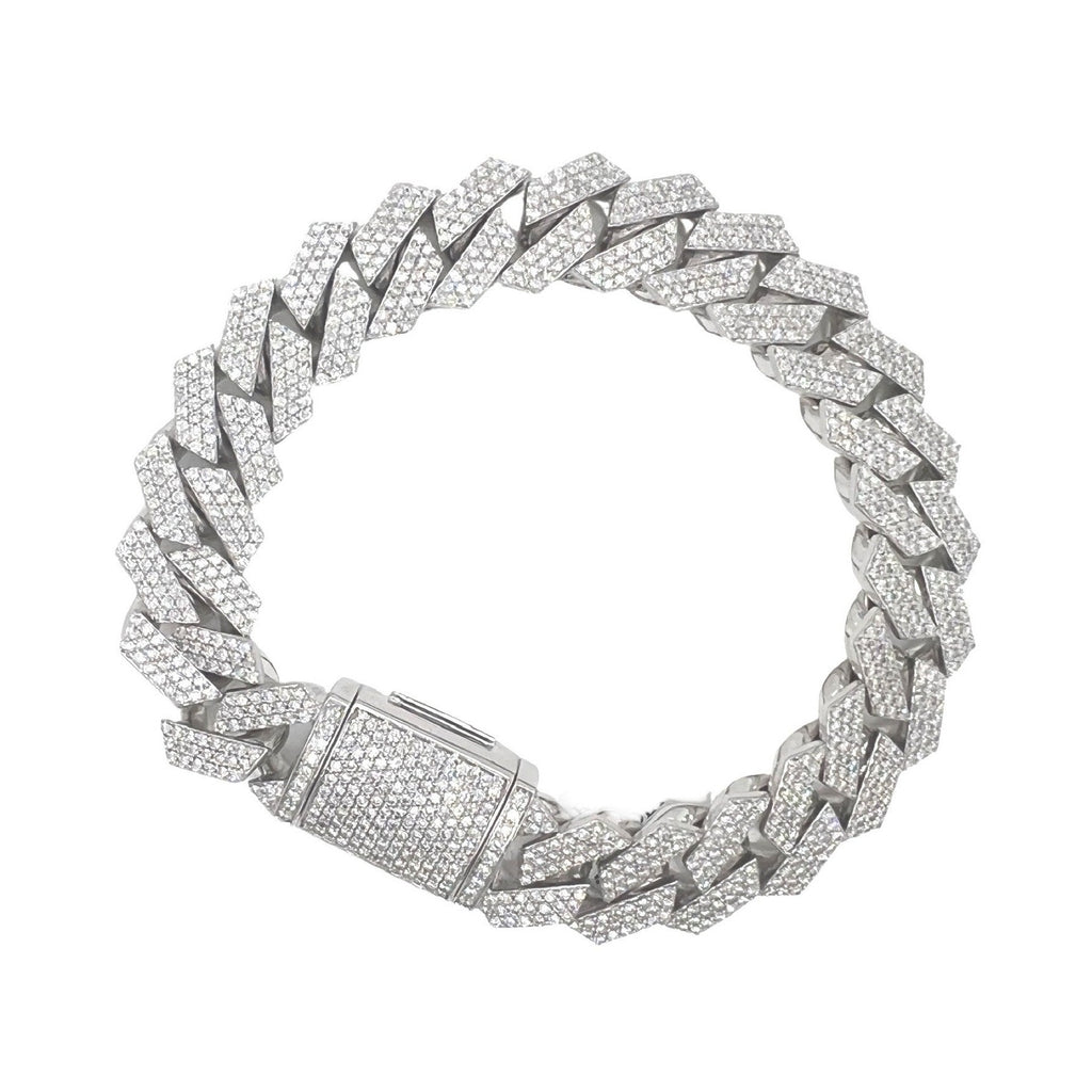 10K White Gold 15MM Prong Set VS Miami Cuban Diamond Bracelet 9.69 CT 8.5"
