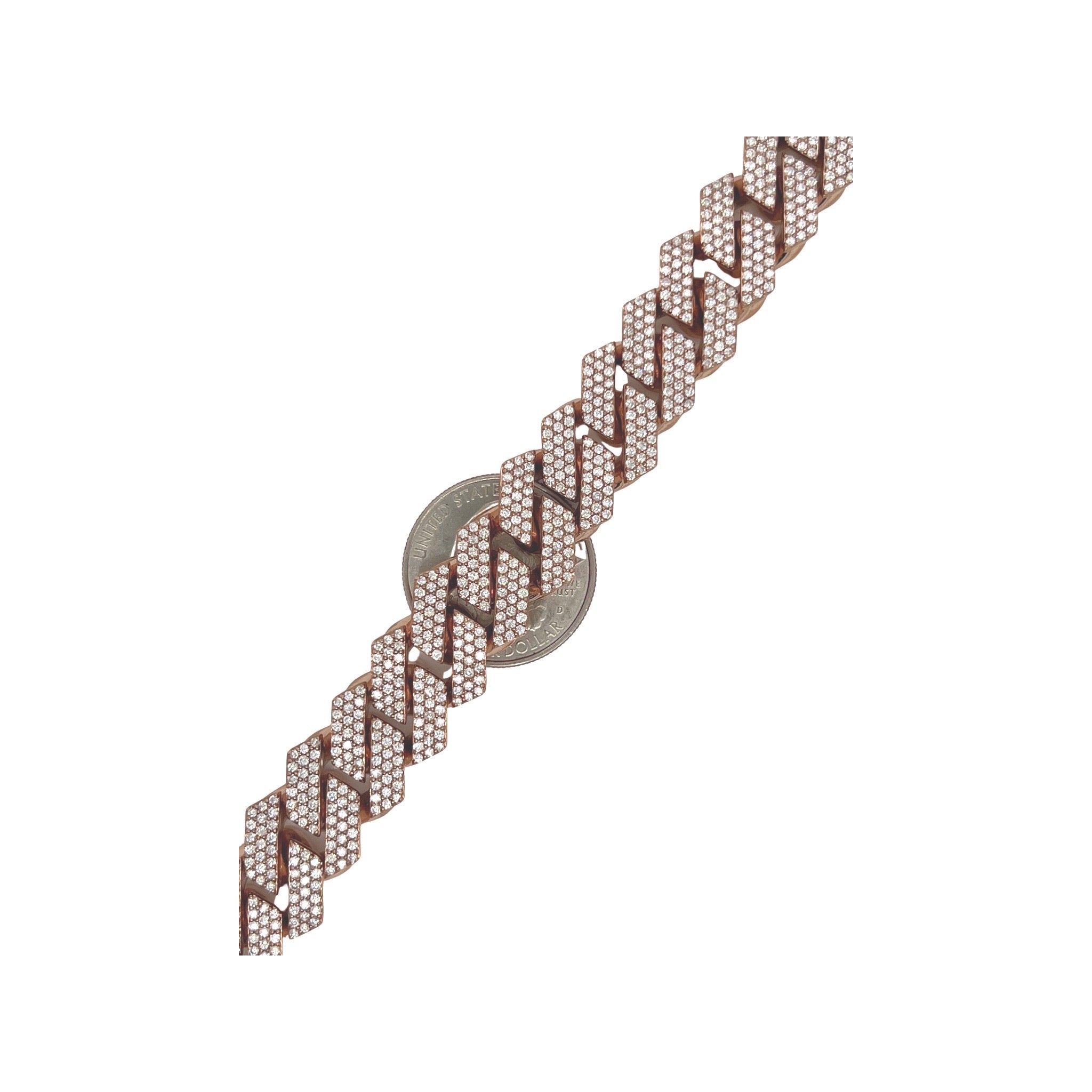 10K Rose Gold 15MM Prong Set Miami Cuban Diamond Bracelet 9.31 CT 8.5"