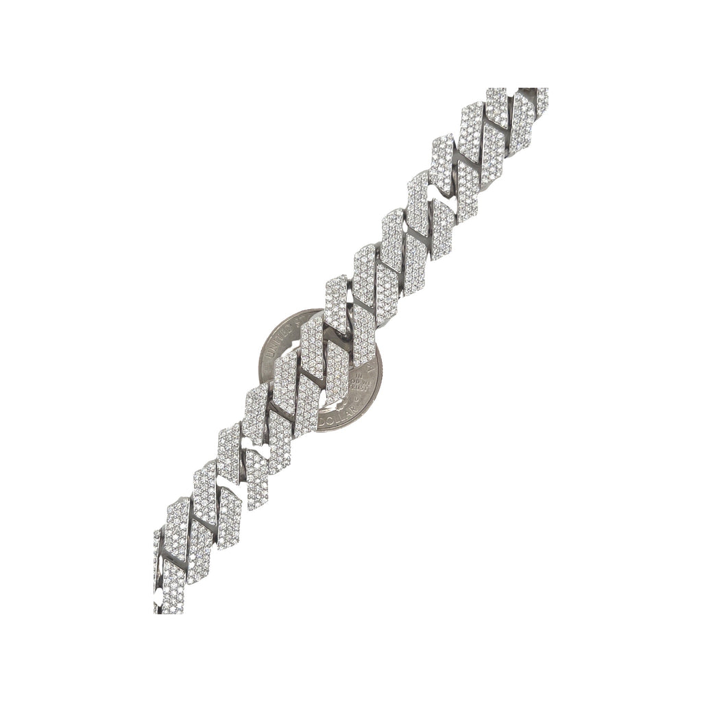 10K White Gold 15MM Prong Set VS Miami Cuban Diamond Bracelet 9.69 CT 8.5"