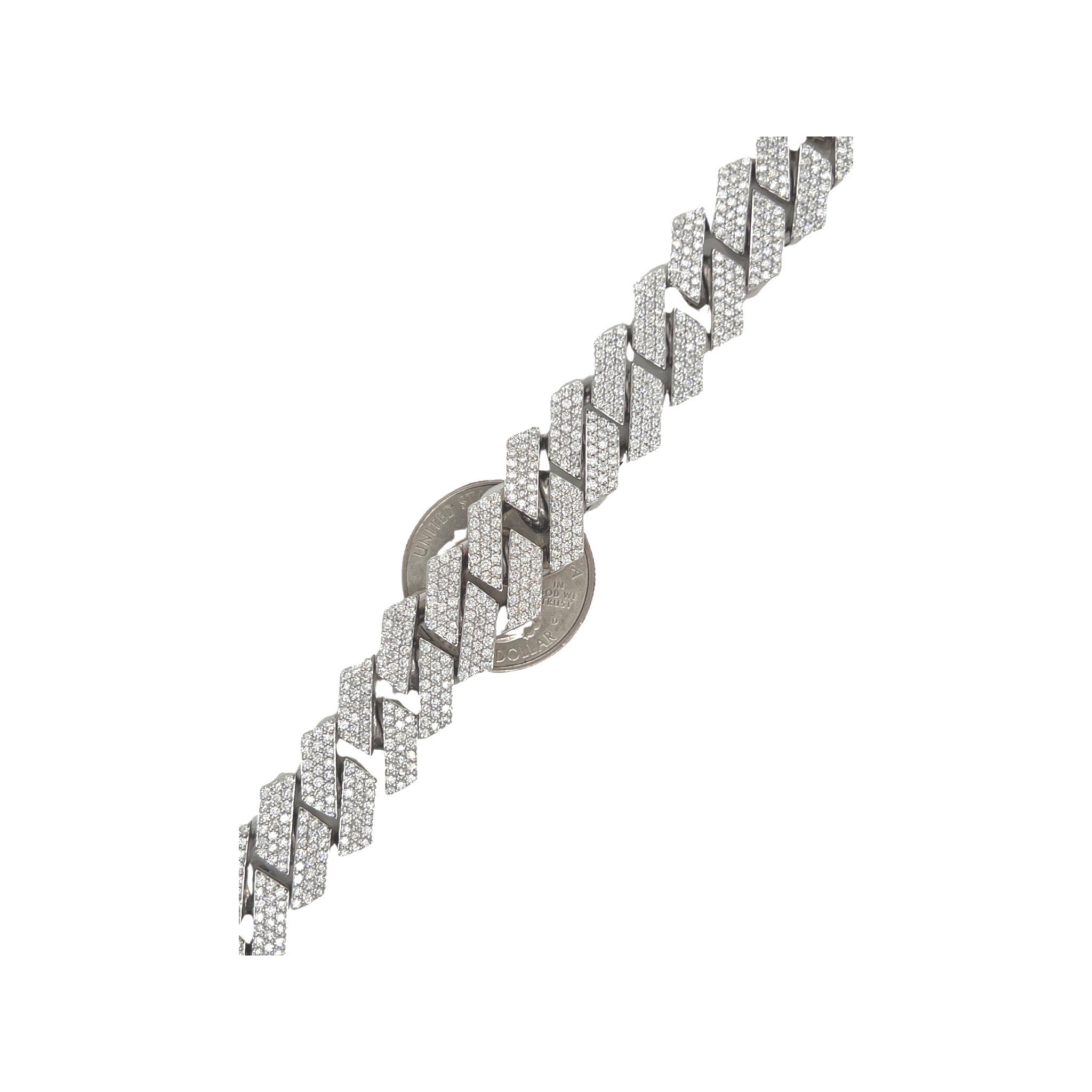 10K White Gold 15MM Prong Set VS Miami Cuban Diamond Bracelet 9.69 CT 8.5"