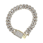 10K Yellow Gold 14MM Miami Cuban Pave Diamond Bracelet 12.07 CT 9"