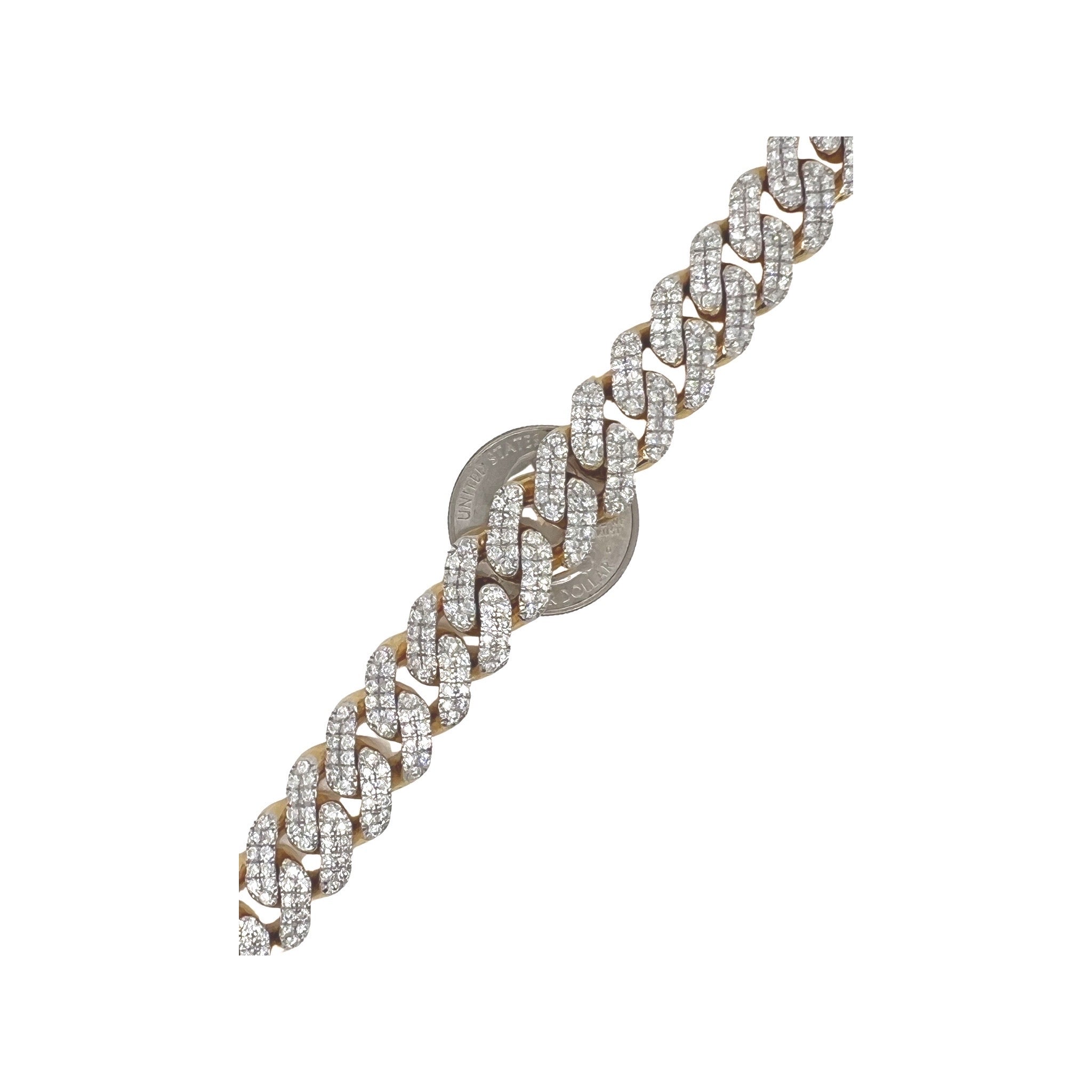 10K Yellow Gold 14MM Miami Cuban Pave Diamond Bracelet 12.07 CT 9"