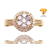 Load image into Gallery viewer, 14 KT Yellow Gold Diamond Halo Round  Ring.
