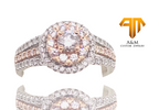 14 KT White Gold Diamond Halo Round Ring.