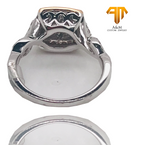 14 KT White Gold Diamond Halo Princess with infinity on side Ring.