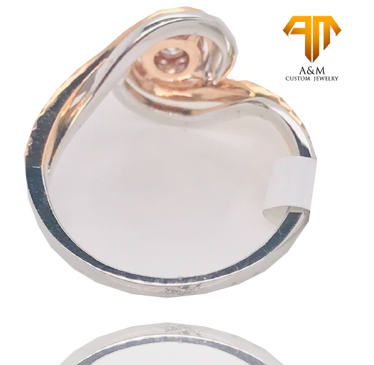 14 KT White Gold Diamond Halo Round Infinity  Ring.