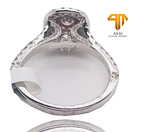 14 KT White Gold Diamond Halo Princess Ring.