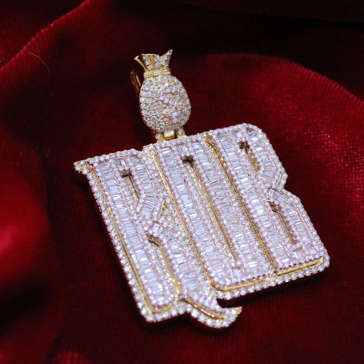 Custom Yellow Gold and Rose Gold "ROB" Pendant