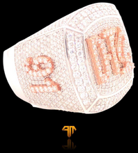 Load image into Gallery viewer, Custom Two-tone White Gold and Rose Gold &quot;DTA&quot; Championship Style Ring
