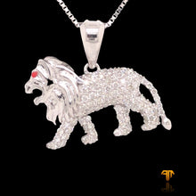 Load image into Gallery viewer, &quot;Lion&quot; Pendant White Gold with Solid Back -0.46CT
