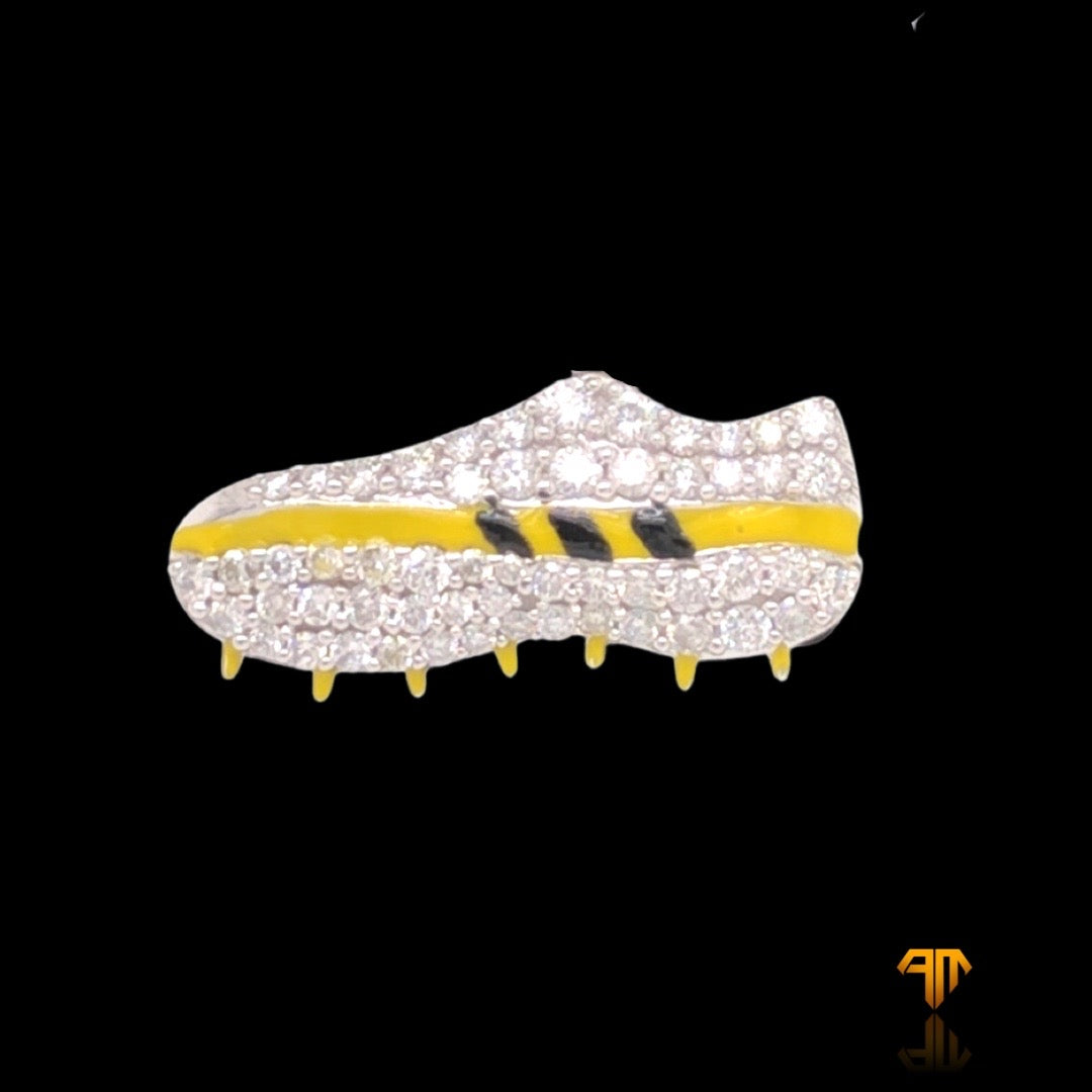 "Soccer Cleat" Pendant White Gold with Solid Back -0.46CT