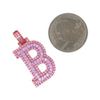 10K Rose White Gold 3D Letter B Initial Diamond Pendant 1.82 CT 1.5"