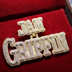 Custom Two-tone Yellow Gold and White Gold "Jam Griffin" Name Pendant