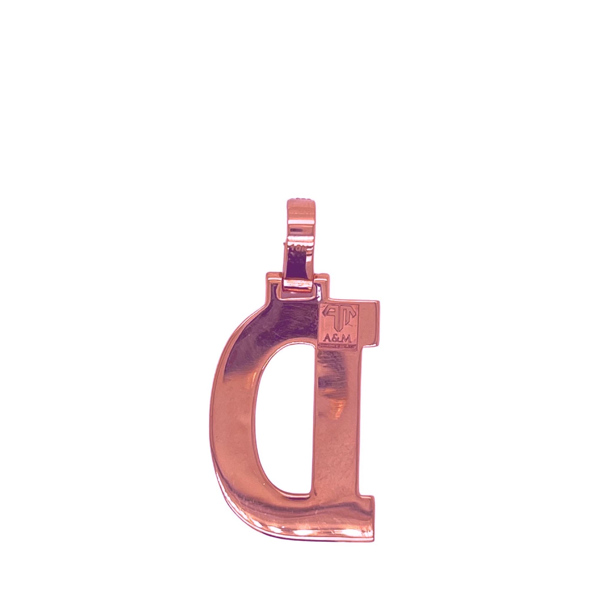 10K Rose White Gold 3D Letter D Initial Diamond Pendant 1.51 CT 1.5"