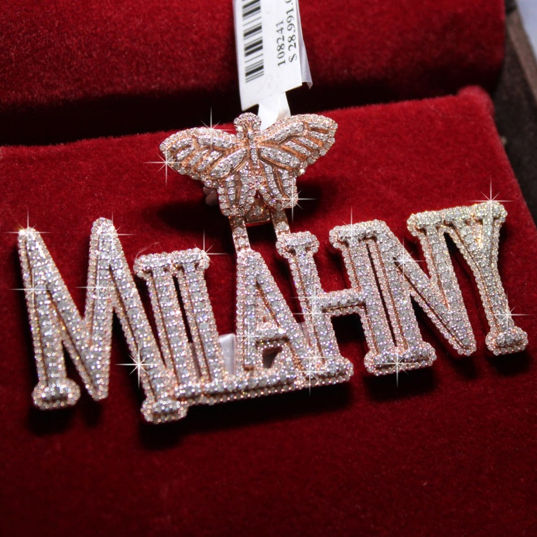 Custom Two-tone Rose Gold and White Gold "Milahny" Name Pendant