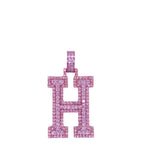 10K Rose White Gold 3D Letter H Initial Diamond Pendant 1.68 CT 1.5"