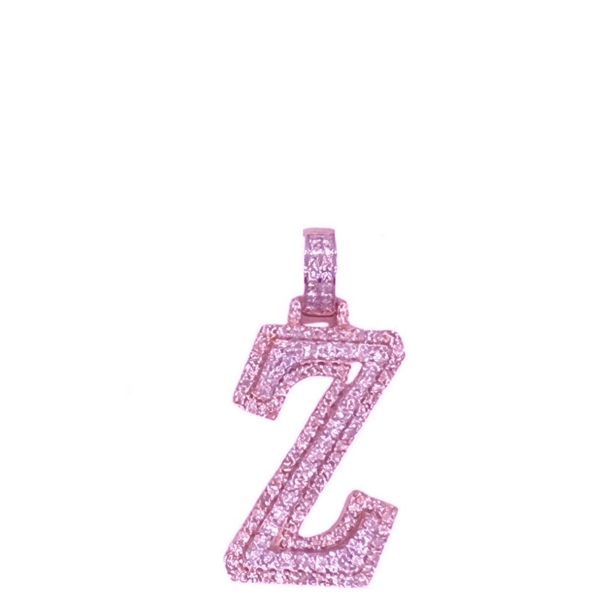 10K Rose White Gold 3D Letter Z Initial Diamond Pendant 1.49 CT 1.5"