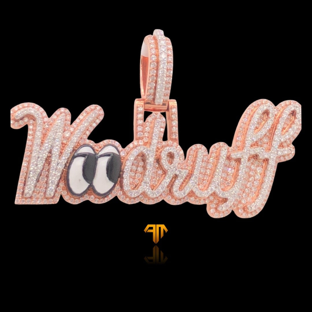 Custom Two-tone Rose Gold and White Gold "Woodruff" Name Pendant
